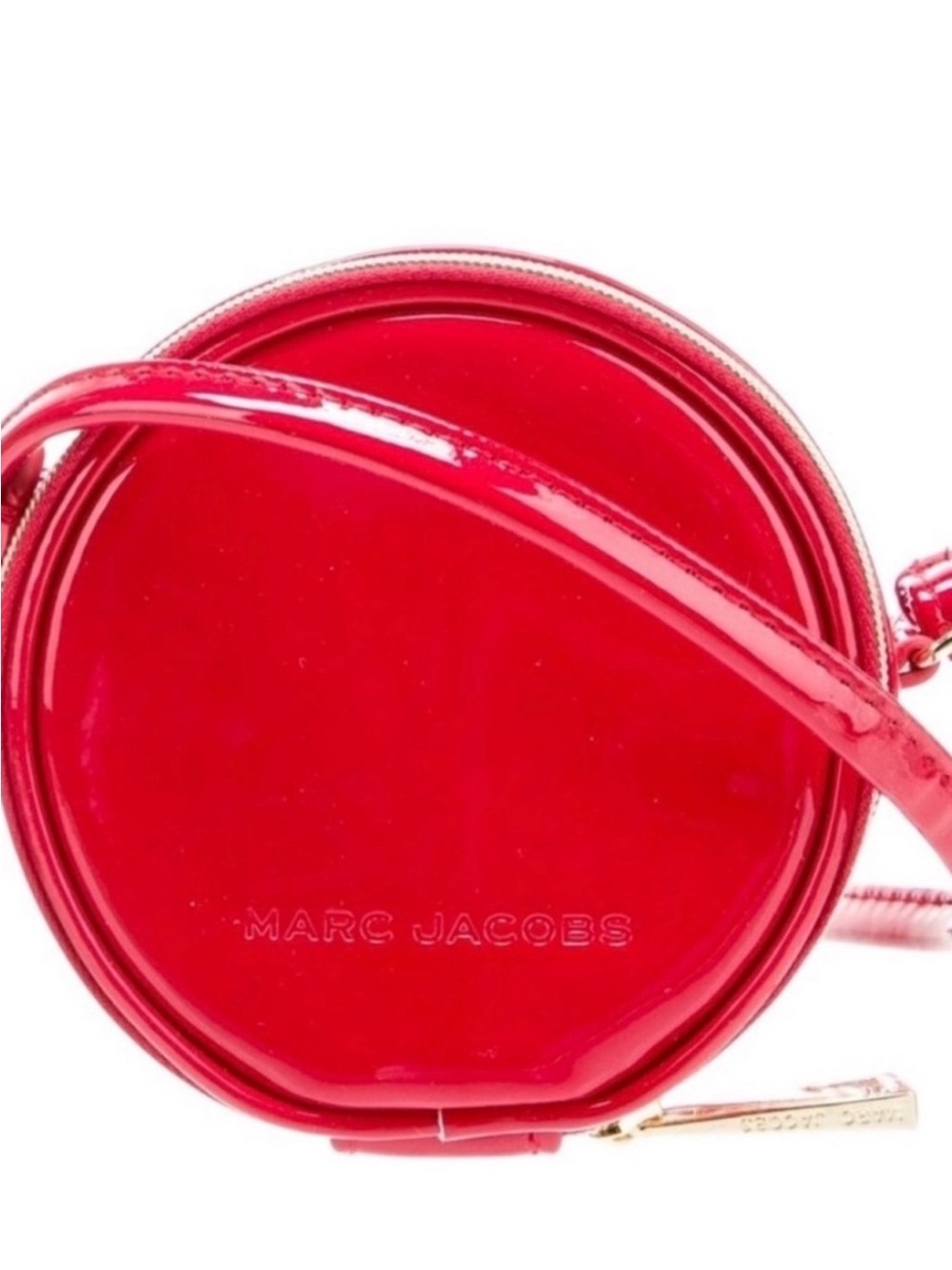 LOW START š„ Marc Jacobs Sling Shot Glossy Patent Mini Red Round Crossbody NWT - Picture 12 of 14